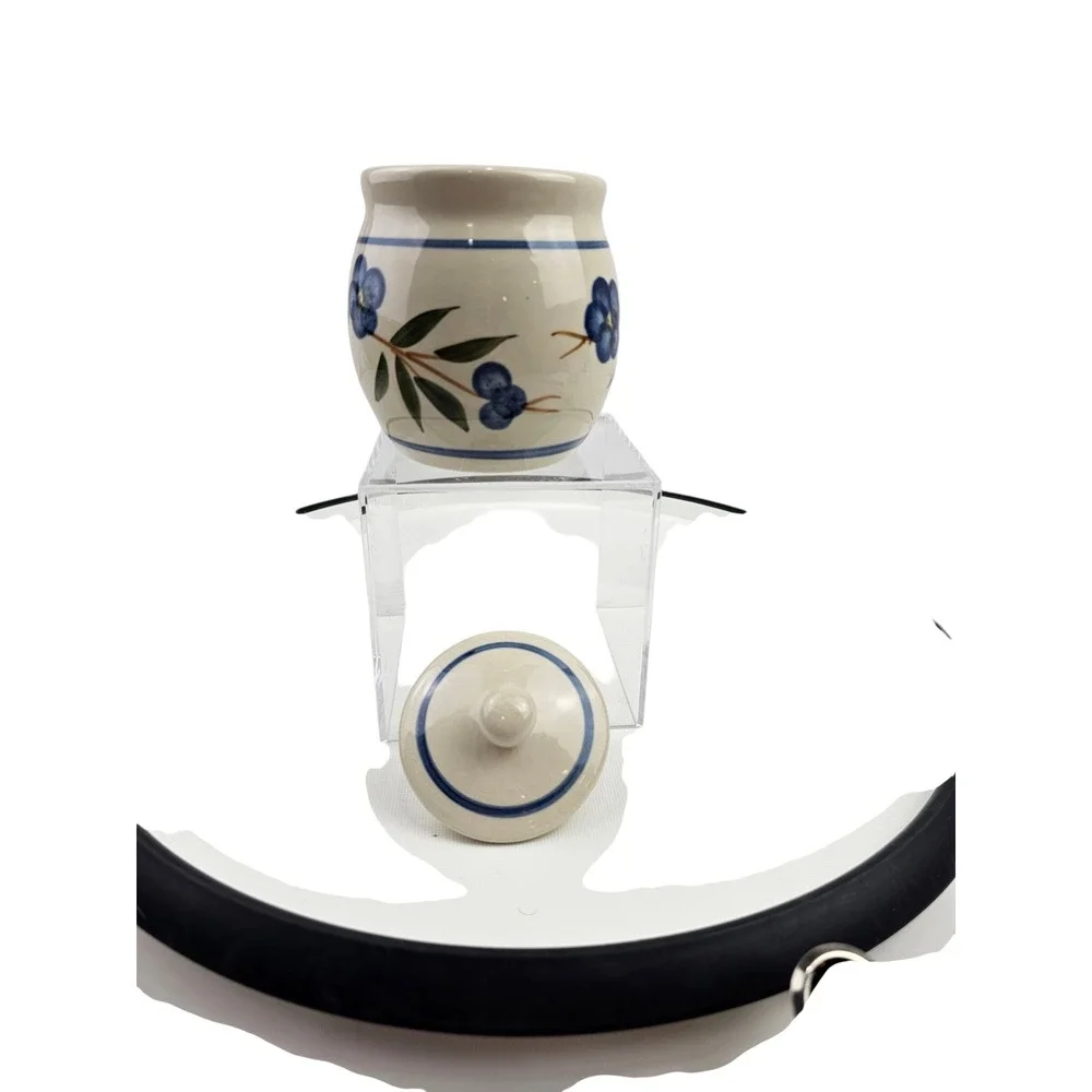 Ceramic Jar with Lid Blue Floral‎ Design Kitchen Storage Container